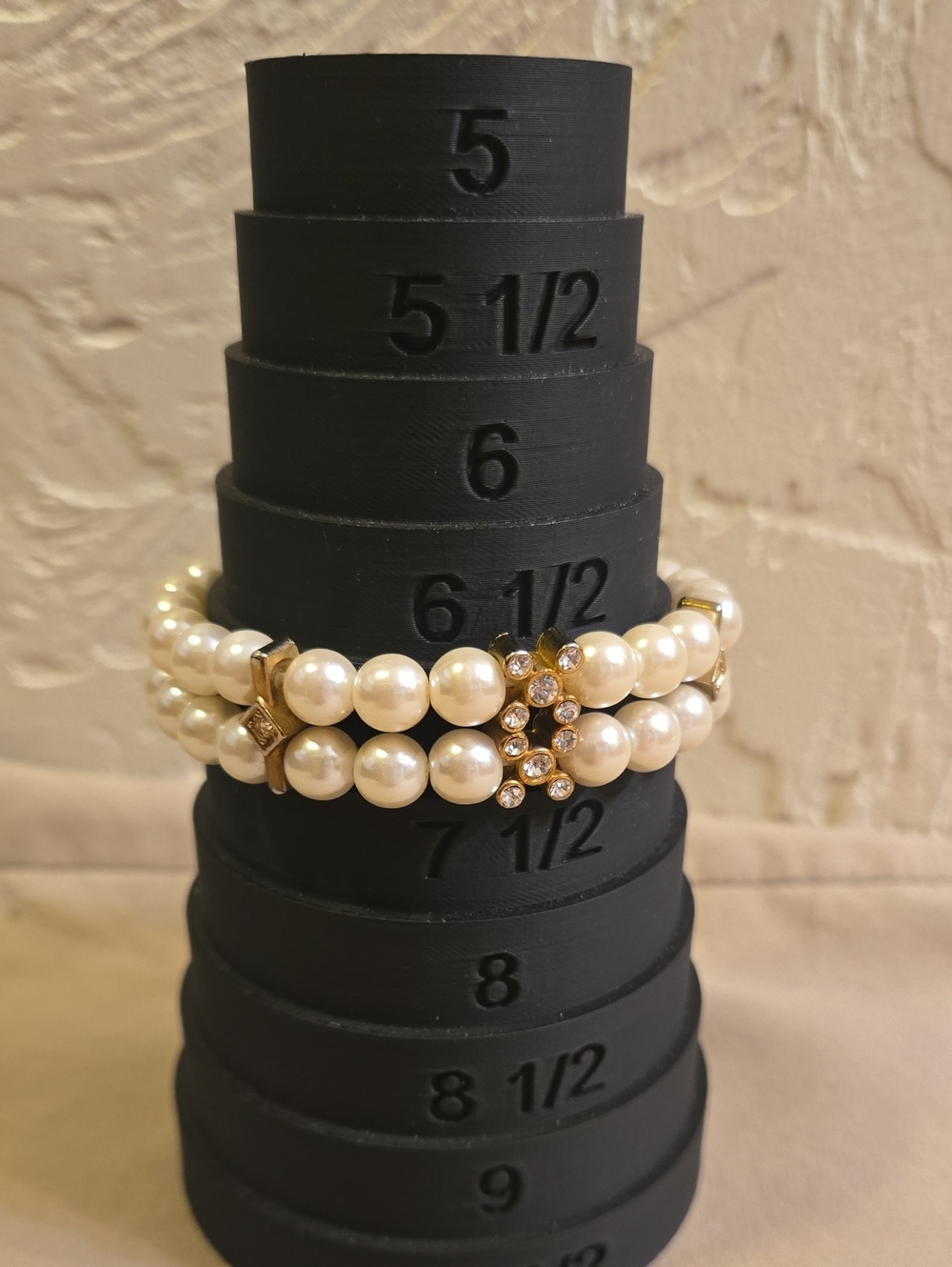 Vintage White Pearl and Gold Crystal Double Strand Bracelet
